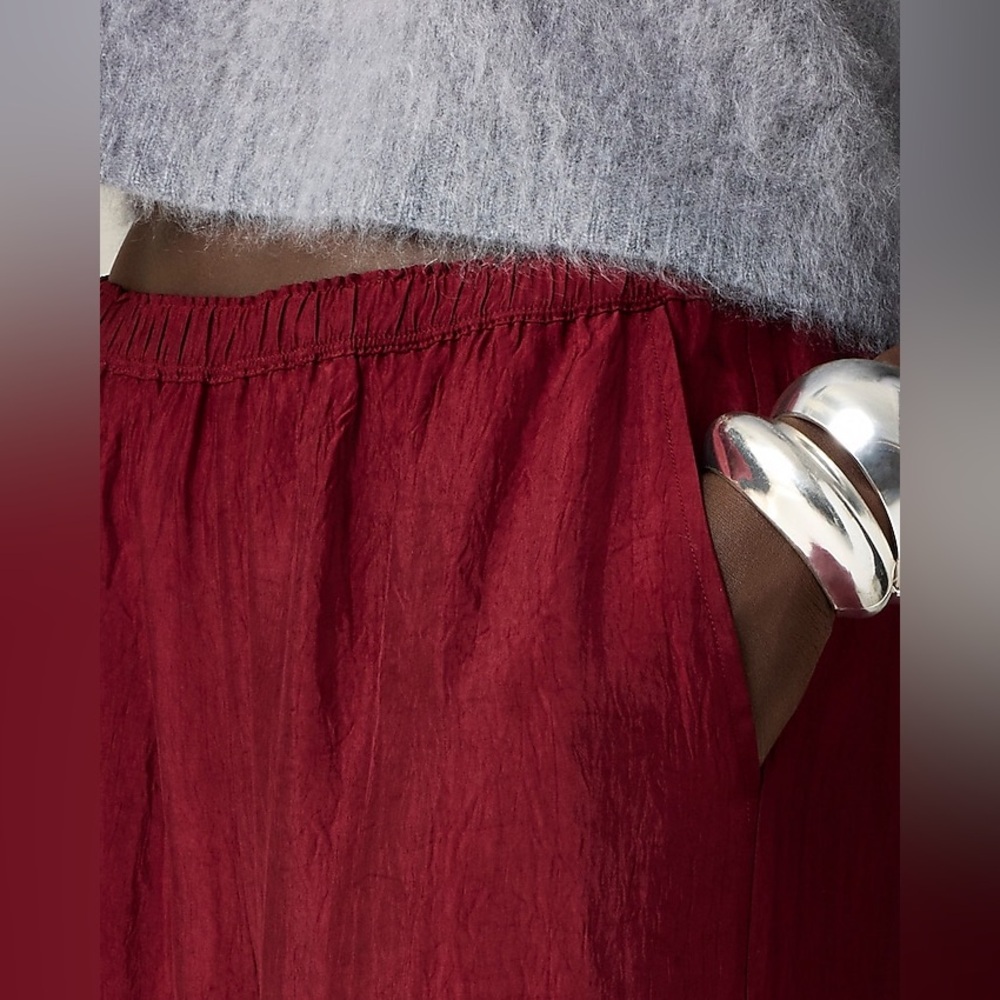 J. Crew Stratus pant in burgundy textured satin - Picture 5 of 7